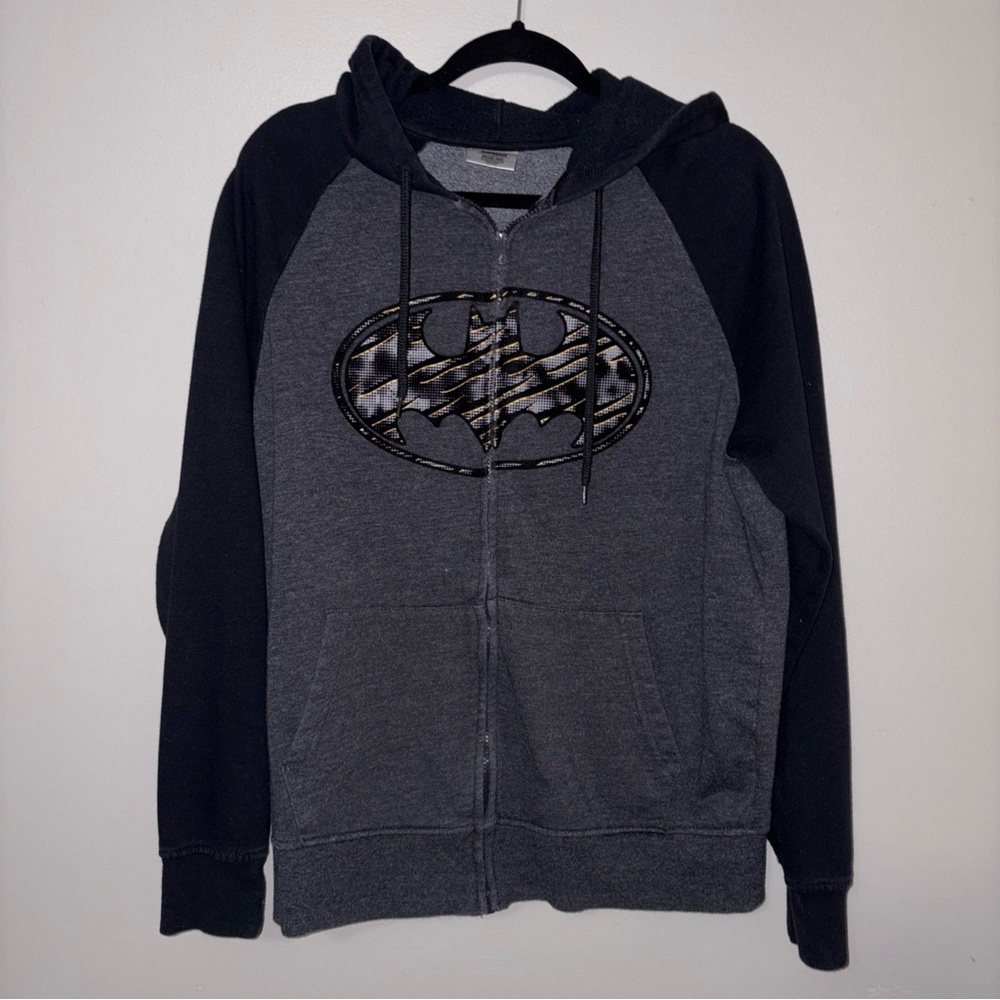 Batman Gray and Black Zip-Up Men's Hoodie